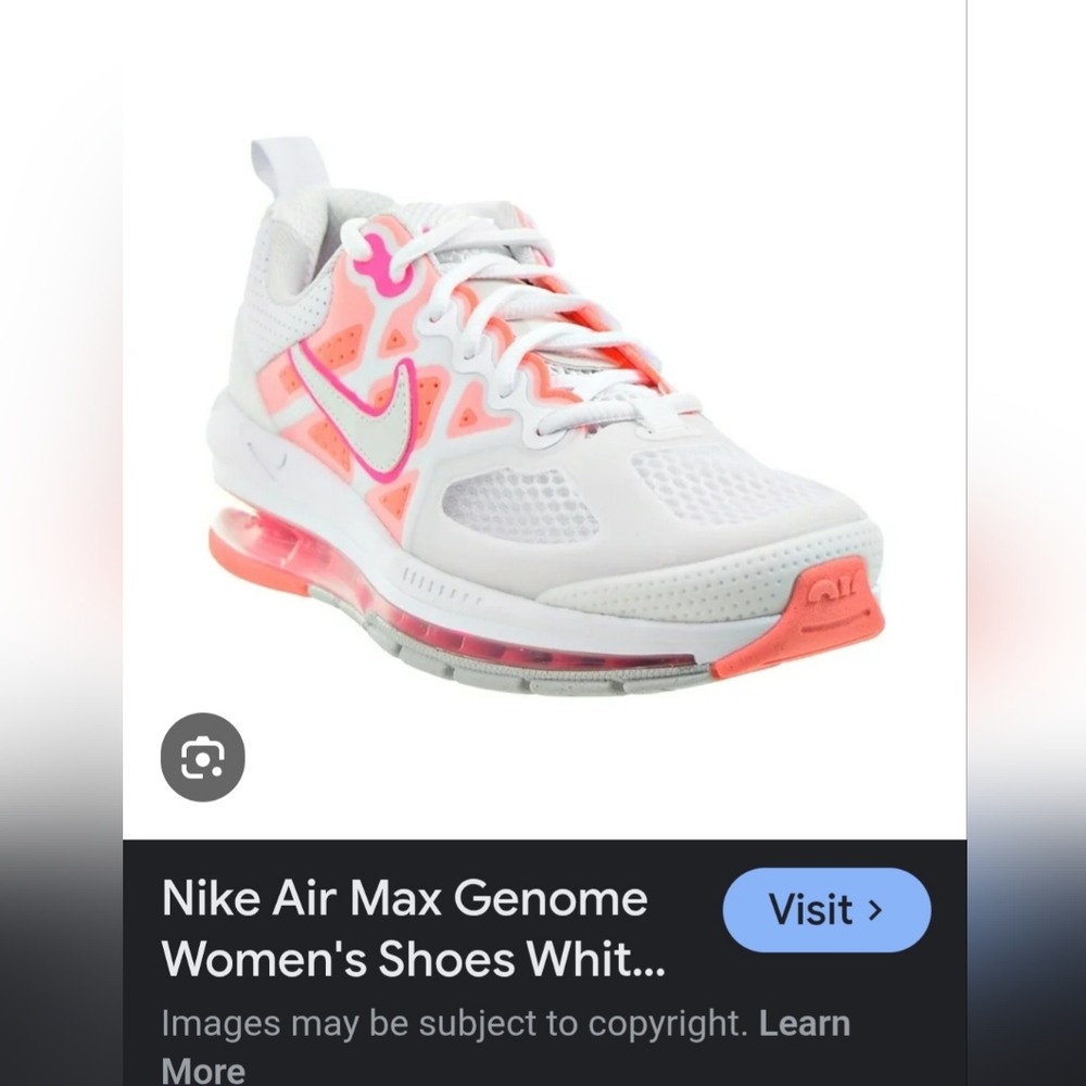NWT- Women's Nike Air Max Genome Women's Shoes White and Pink- Sz 9.5